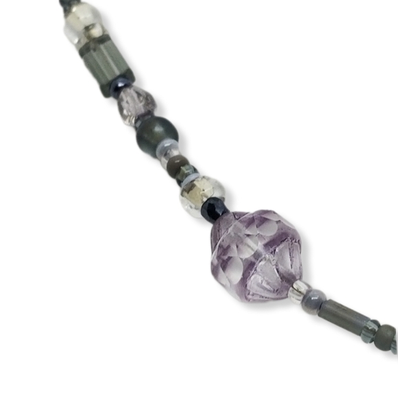 VINTAGE FACETED CRYSTAL GLASS BEAD NECKLACE & MATCHING DROP EARRINGS SET - Picture 5 of 7